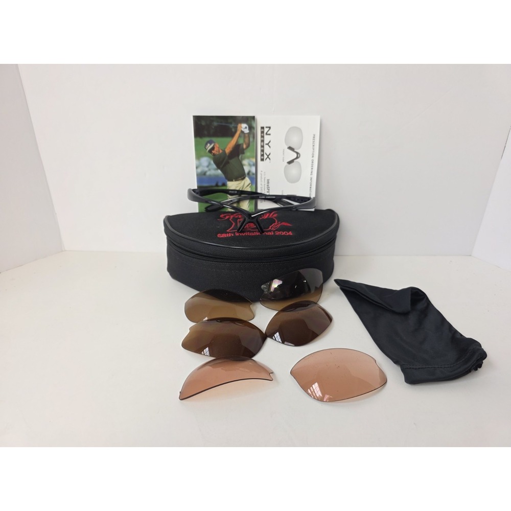 NYX glasses interchangeable‎ lenses w/ case sunglasses black Italy golf sport